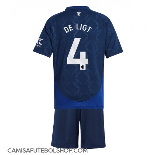 Camisa de time de futebol Manchester United Matthijs de Ligt #4 Replicas 2º Equipamento Infantil 2024-25 Manga Curta (+ Calças curtas)